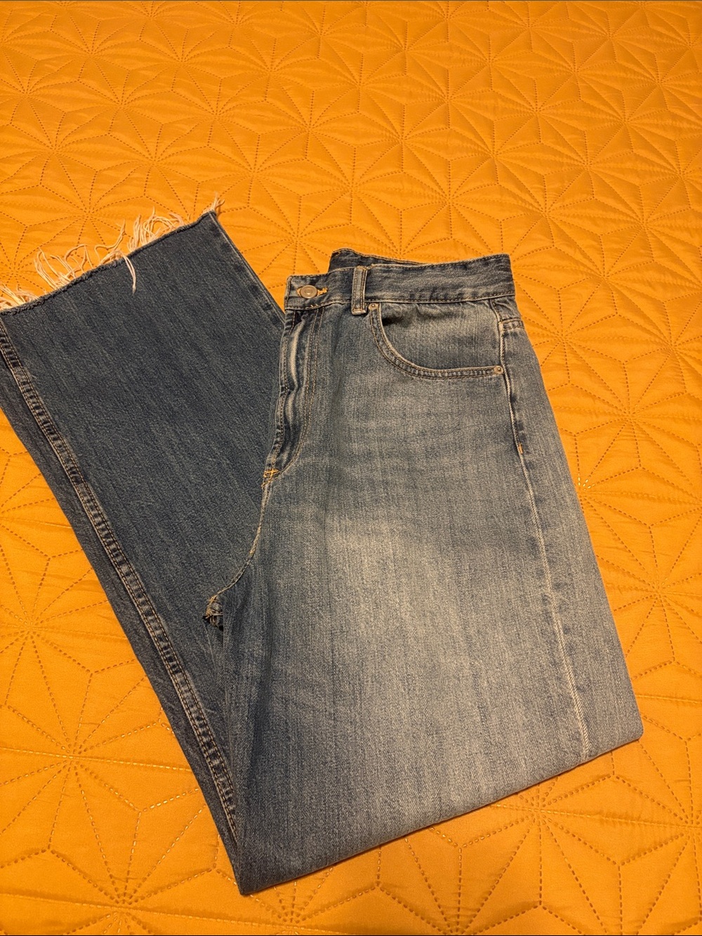 Zara Extra High Rise Straight Leg Jeans